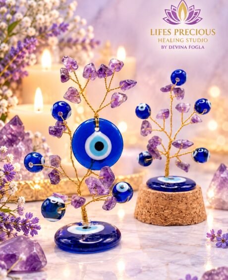 Evil eye tree with amethyst