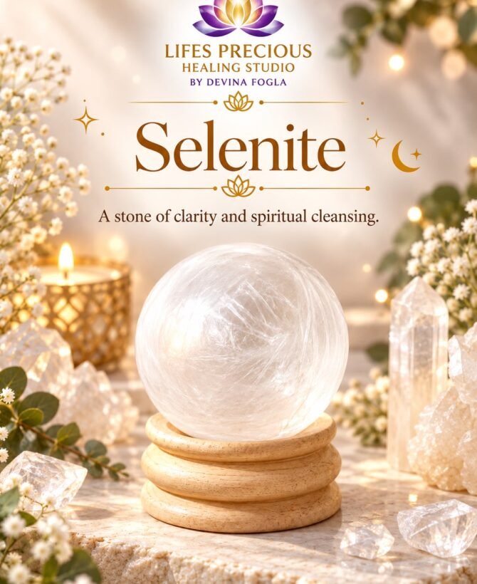 Selenite Sphere with stand